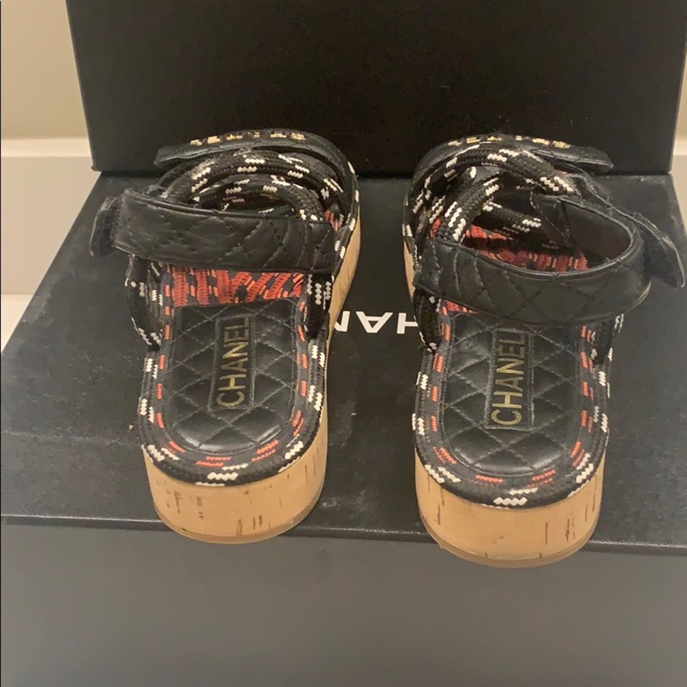 Authentic Chanel Cord & Lambskin Sandal S20 - Picture 4 of 7